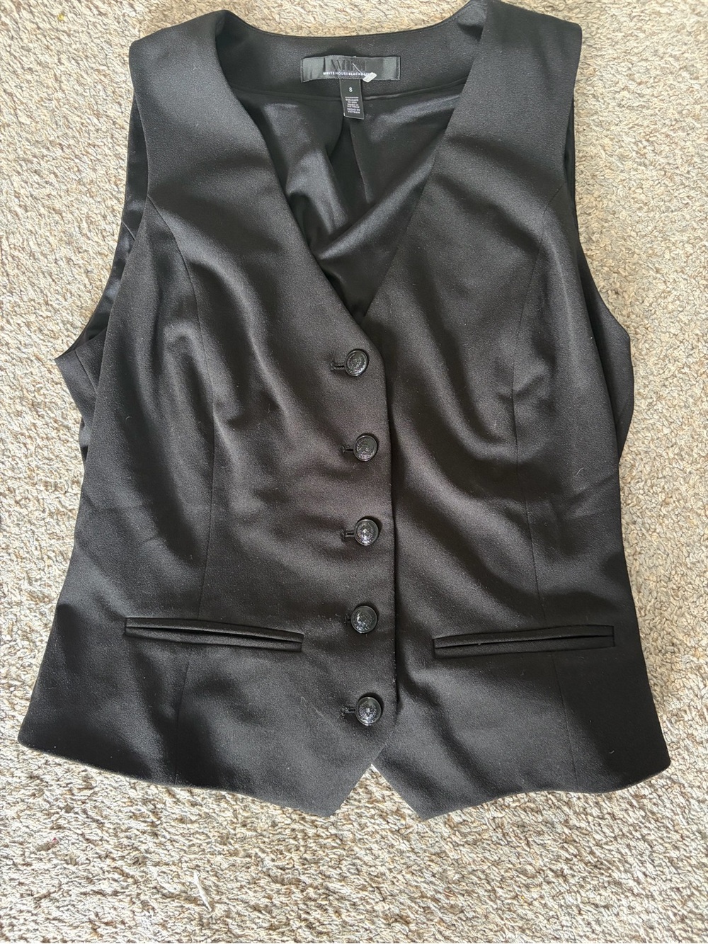 White House Black Market Black Classic Button-Front Vest